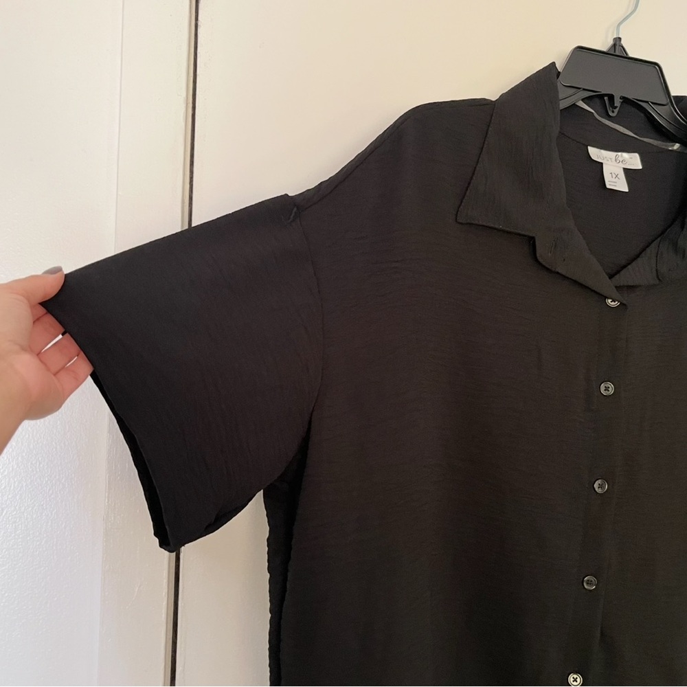 Just Be Classic Black Button-Down Shirt - Picture 3 of 7
